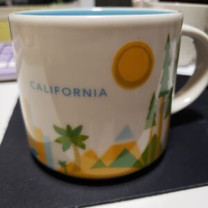 Starbucks California You Are Here Series Ceramic Coffee Mug. Blue Interior